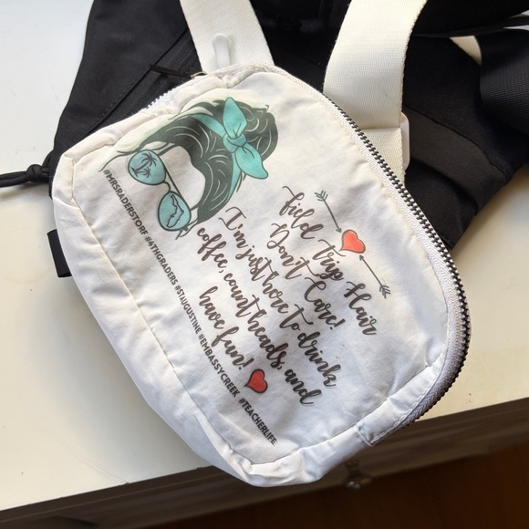 Anthropologie White Crossbody and waist Bag with Graphic Design - Picture 4 of 5